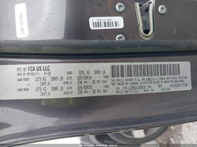 Продаж на аукціоні авто 2019 Jeep Cherokee Limited Fwd, vin: 1C4PJLDB5KD183819, номер лоту: 44768980