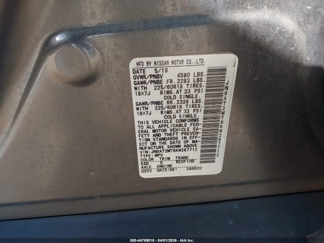 Nissan ROGUE SV 2019 JN8AT2MT8KW267712 Image 9
