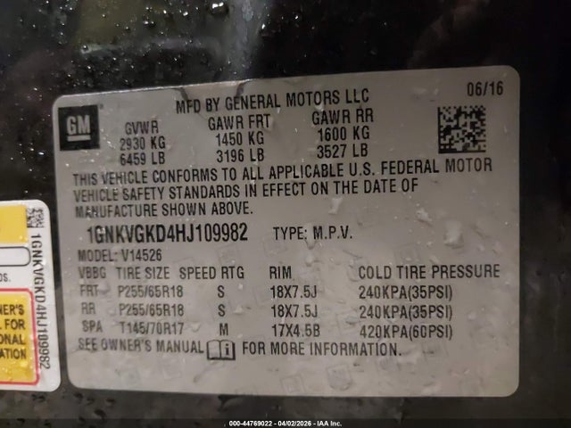Chevrolet Traverse 1lt 2017 1GNKVGKD4HJ109982 Image 9