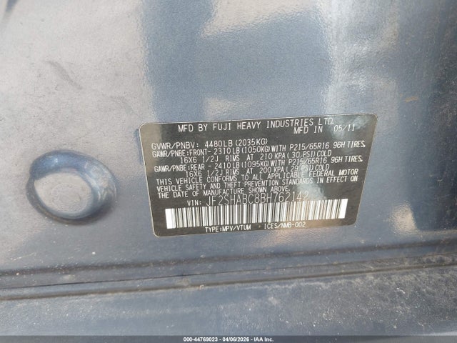 Продажа на аукционе авто 2011 Subaru Forester 2.5x, vin: JF2SHABC8BH762142, номер лота: 44769023