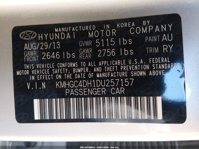 Продаж на аукціоні авто 2013 Hyundai Genesis 5.0 R-spec, vin: KMHGC4DH1DU257157, номер лоту: 44769043