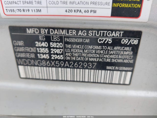 2009 MERCEDES-BENZ S 550 WDDNG86X59A262937 Photo 8
