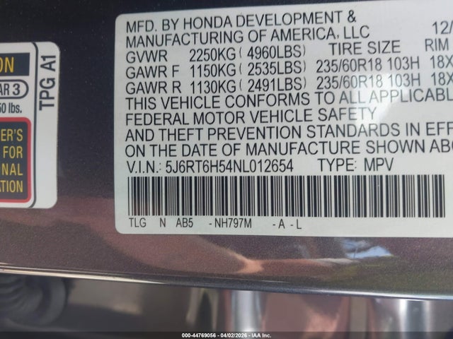 Honda Cr-v Hybrid Ex 2022 5J6RT6H54NL012654 Image 9