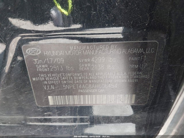 2010 HYUNDAI SONATA 5NPET4AC8AH606454 Photo 8