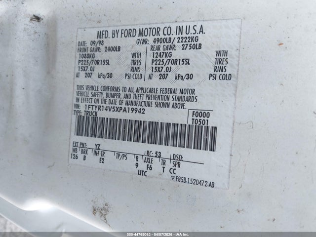 1999 FORD RANGER 1FTYR14V5XPA19942 Photo 8