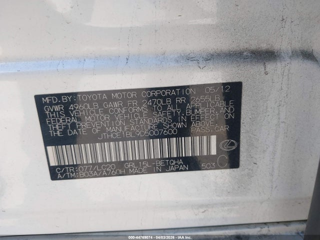 Aukcja sprzedaży 2013 Lexus Gs 350, vin: JTHCE1BL9D5007600, numer aukcji: 44769074
