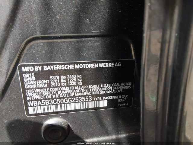 Aukcja sprzedaży 2016 Bmw 535i Xdrive, vin: WBA5B3C50GG253553, numer aukcji: 44769097