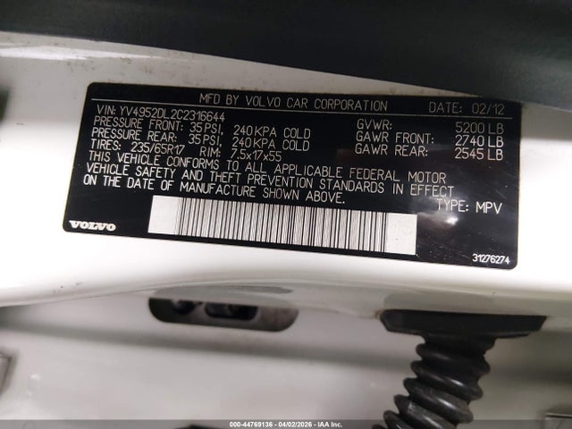 2012 VOLVO XC60 YV4952DL2C2316644 Photo 8