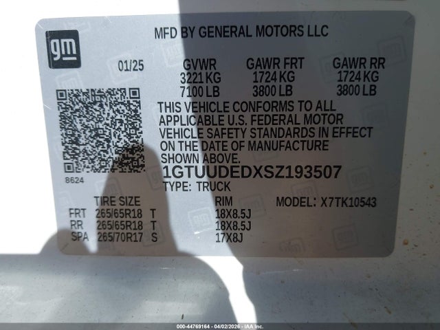 1GTUUDEDXSZ193507 GMC Sierra 1500 4wd Short Box Slt