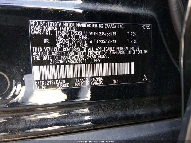 2T3C1RFV4RW301011 Toyota Rav4 Xle Premium