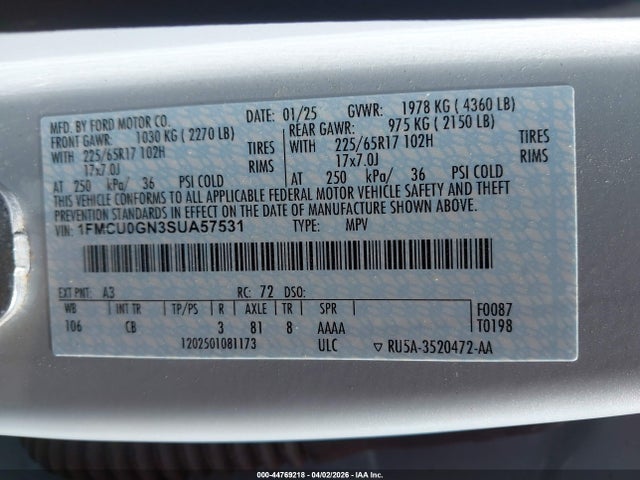 Ford Escape Active 2025 1FMCU0GN3SUA57531 Image 9