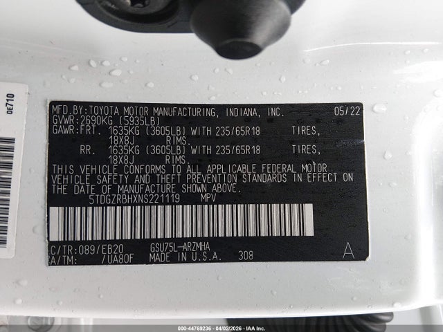 2022 TOYOTA HIGHLANDER 5TDGZRBHXNS221119 Photo 8