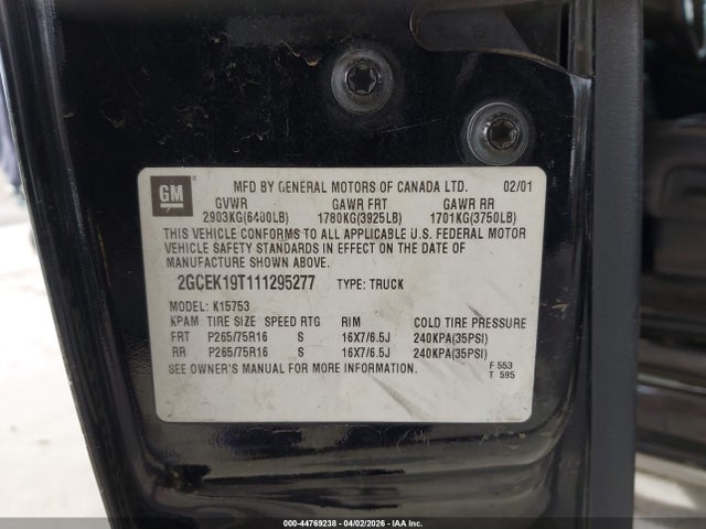 2001 CHEVROLET SILVERADO 1500 2GCEK19T111295277 Photo 8