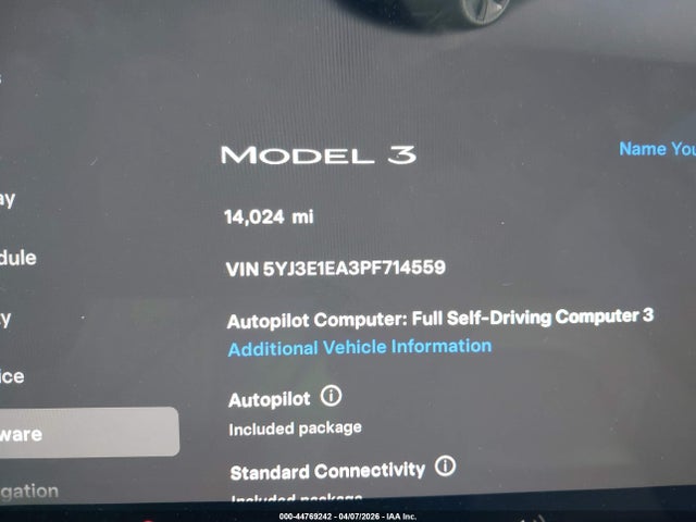 Aukcja sprzedaży 2023 Tesla Model 3 Rear-wheel Drive, vin: 5YJ3E1EA3PF714559, numer aukcji: 44769242