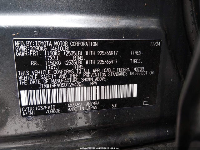 2025 Toyota Rav4 Xle მანქანა იყიდება აუქციონზე, vin: JTMW1RFV0SD126420, აუქციონის ნომერი: 44769266
