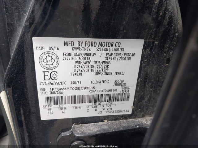 1FT8W3BT0GEC93535 Ford F-350 Lariat