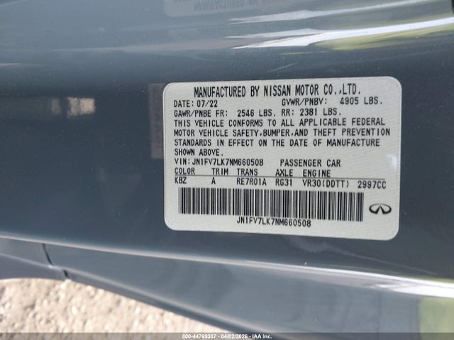 JN1FV7LK7NM660508 Infiniti Q60 Red Sport 400