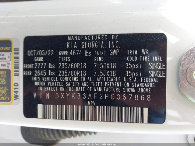 2023 Kia Sportage Ex მანქანა იყიდება აუქციონზე, vin: 5XYK33AF2PG067868, აუქციონის ნომერი: 44769315