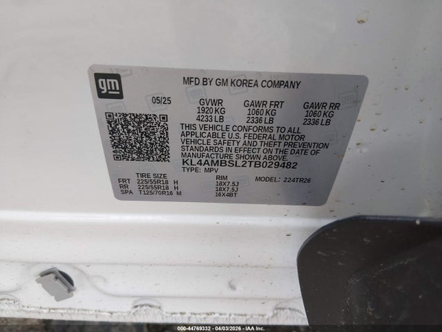 44769332 :رقم المزاد ، KL4AMBSL2TB029482 vin ، 2026 Buick Encore Gx Preferred Fwd مزاد بيع