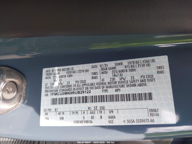 Продаж на аукціоні авто 2024 Ford Escape St-line, vin: 1FMCU0MN9RUB29122, номер лоту: 44769351