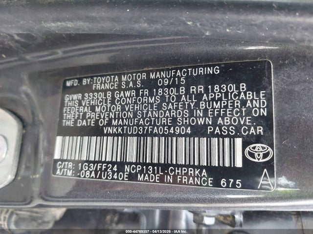 Toyota Yaris Se 2015 VNKKTUD37FA054904 Image 9