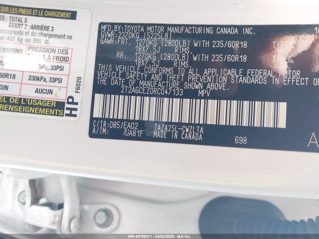 2T2AGCEZ0RC047133 Lexus NX 350