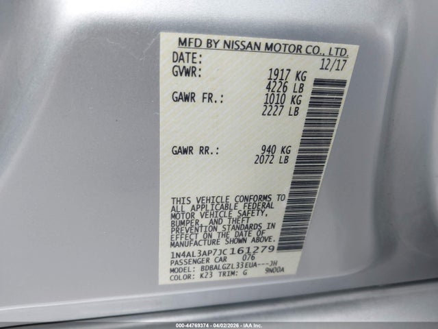 1N4AL3AP7JC161279 Nissan Altima 2.5 S