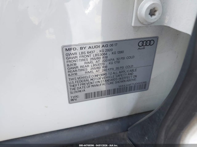Aukcja sprzedaży 2018 Audi Q7 2.0t Premium, vin: WA1LHAF71JD003395, numer aukcji: 44769396