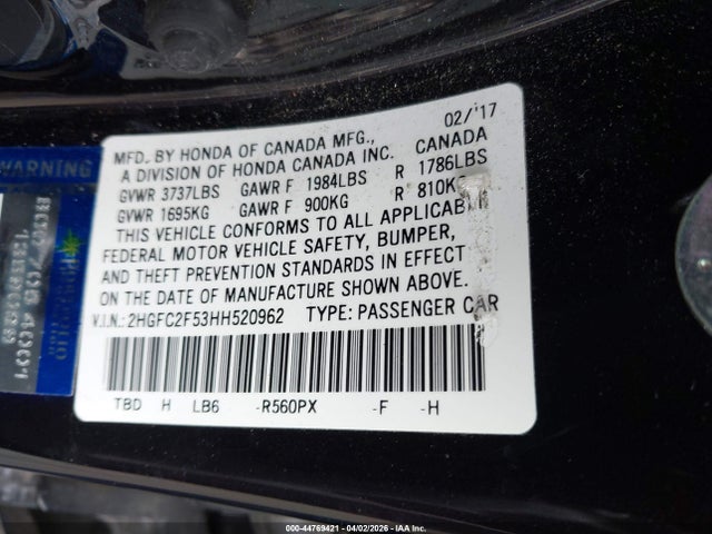 Honda Civic Lx 2017 2HGFC2F53HH520962 Image 9