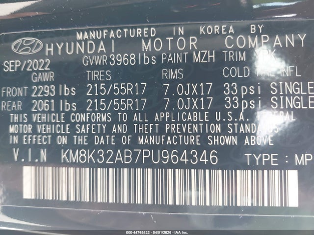 Hyundai Kona Sel 2023 KM8K32AB7PU964346 Image 9