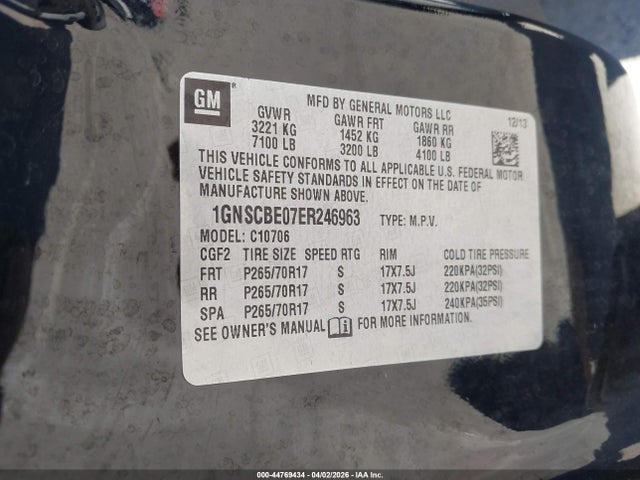 Chevrolet Tahoe Lt 2014 1GNSCBE07ER246963 Image 9