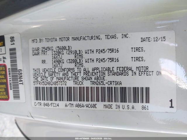 5TFRX5GN8GX057372 Toyota Tacoma Sr5