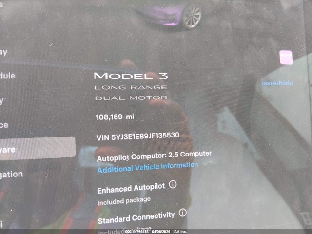 44769458 :رقم المزاد ، 5YJ3E1EB9JF135530 vin ، 2018 Tesla Model 3 Long Range/performance مزاد بيع