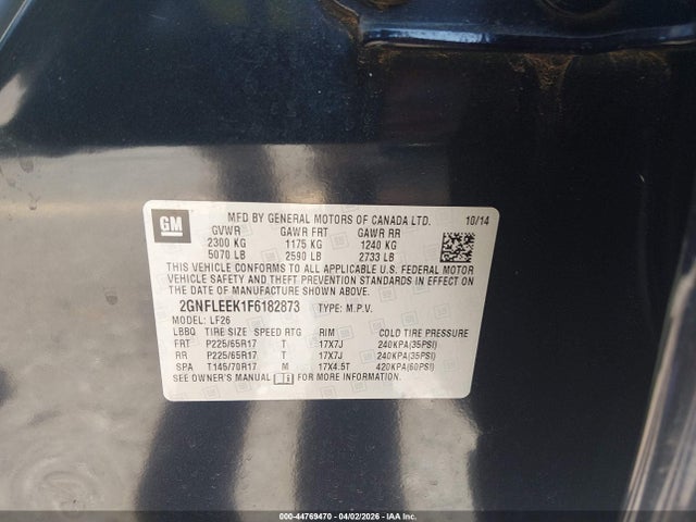 2GNFLEEK1F6182873 Chevrolet EQUINOX LS