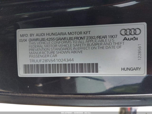 2004 AUDI TT TRUUF28N541024344 Photo 8