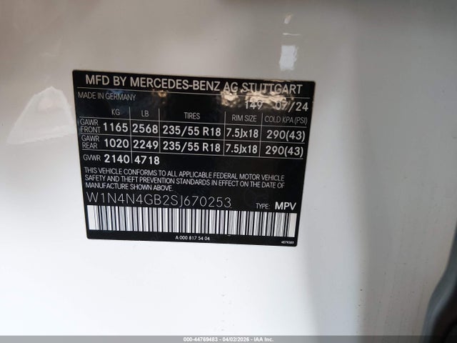 W1N4N4GB2SJ670253 Mercedes-Benz Gla 250 4matic