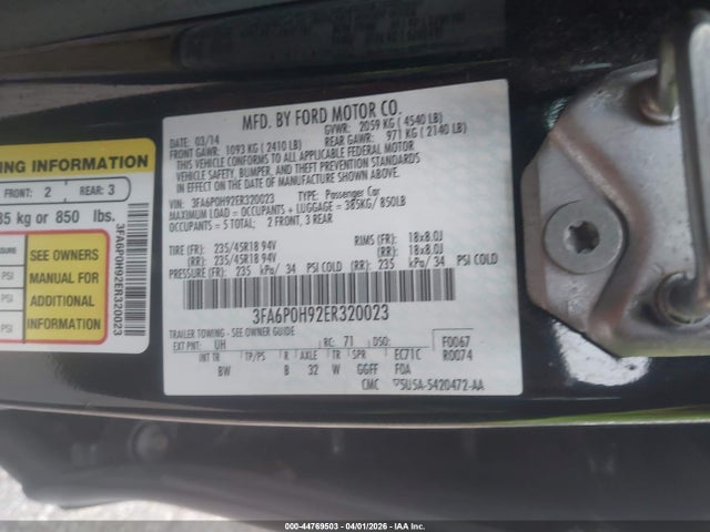 2014 FORD FUSION 3FA6P0H92ER320023 Photo 8