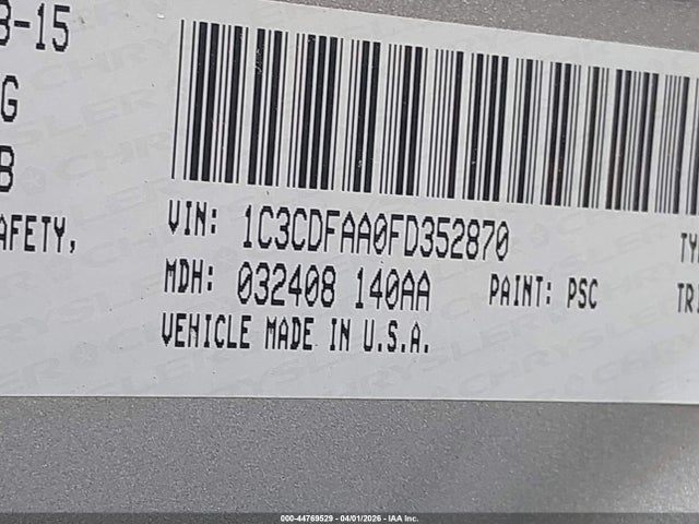 2015 DODGE DART 1C3CDFAA0FD352870 Photo 8