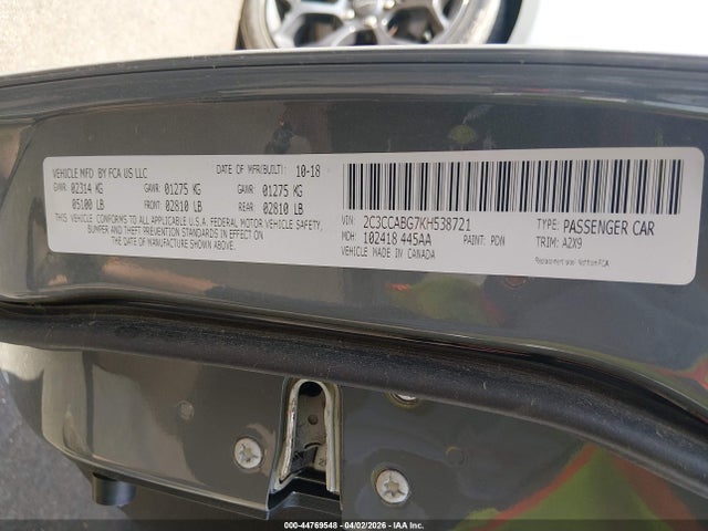 2019 Chrysler 300 300s მანქანა იყიდება აუქციონზე, vin: 2C3CCABG7KH538721, აუქციონის ნომერი: 44769548
