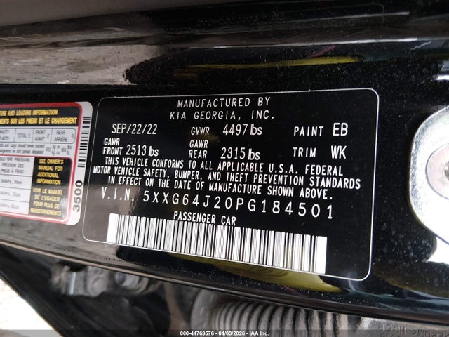 44769576 :رقم المزاد ، 5XXG64J20PG184501 vin ، 2023 Kia K5 Gt-line مزاد بيع