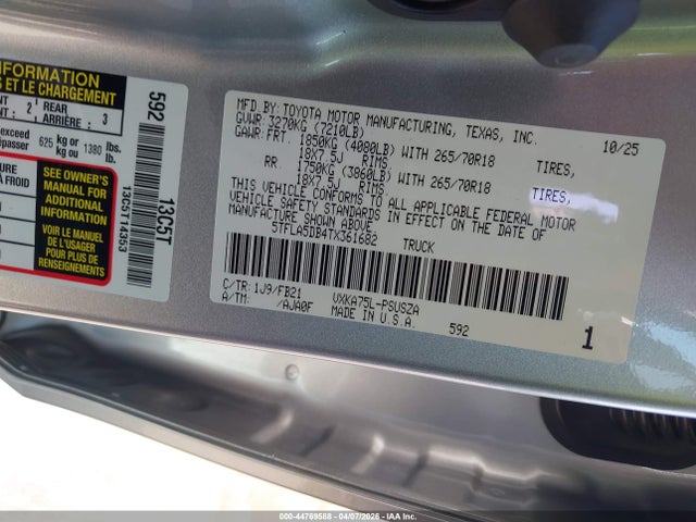 Продаж на аукціоні авто 2026 Toyota Tundra Sr5 Crewmax 5.5' Bed, vin: 5TFLA5DB4TX361682, номер лоту: 44769588