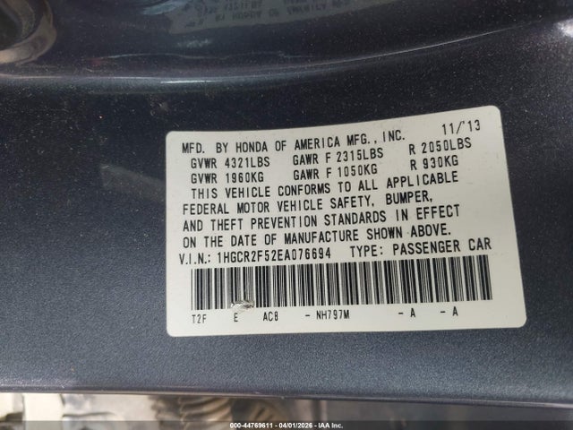 Honda Accord Sport 2014 1HGCR2F52EA076694 Image 9