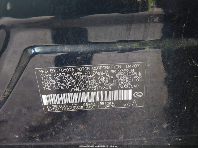 2007 LEXUS ES 350 JTHBJ46G072118645 Photo 8