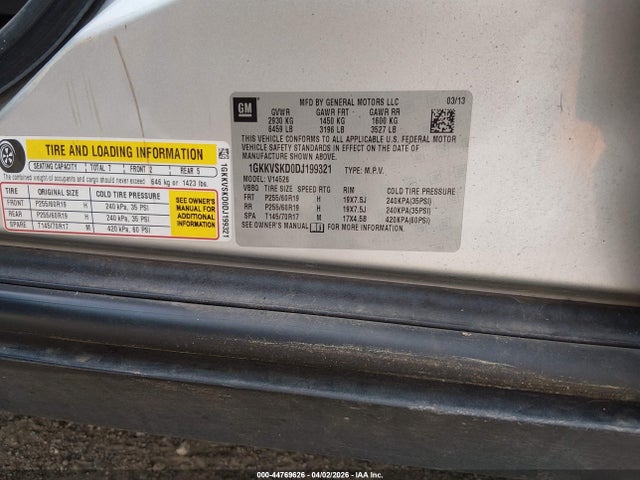 Aukcja sprzedaży 2013 Gmc Acadia Slt-2, vin: 1GKKVSKD0DJ199321, numer aukcji: 44769626