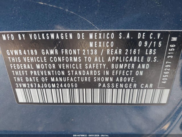 3VW267AJ0GM244050 Volkswagen Jetta 1.4t S