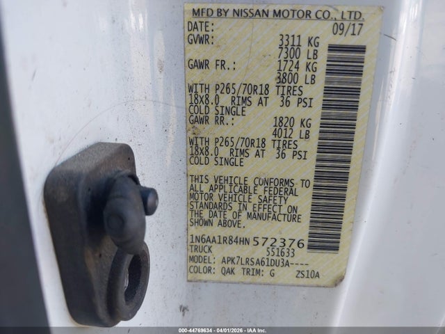1N6AA1R84HN572376 Nissan TITAN S