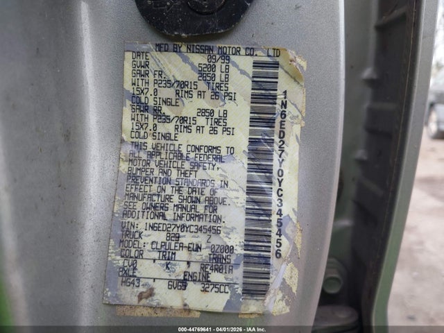 2000 NISSAN FRONTIER 1N6ED27Y0YC345456 Photo 8