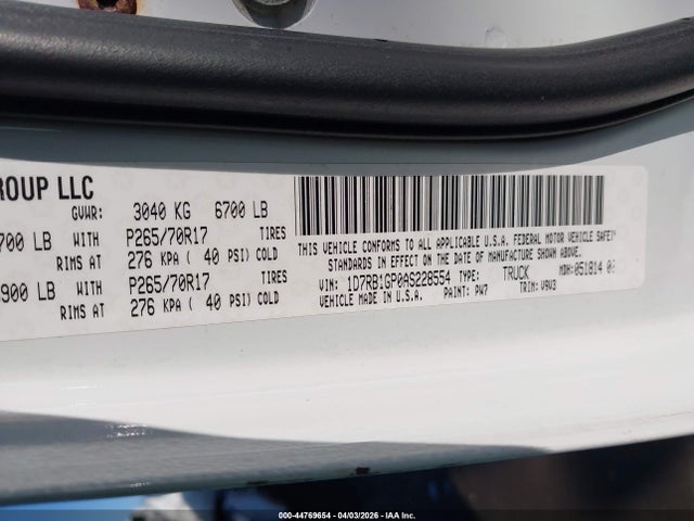 Продажа на аукционе авто 2010 Dodge Ram 1500 Slt/sport/trx, vin: 1D7RB1GP0AS228554, номер лота: 44769654