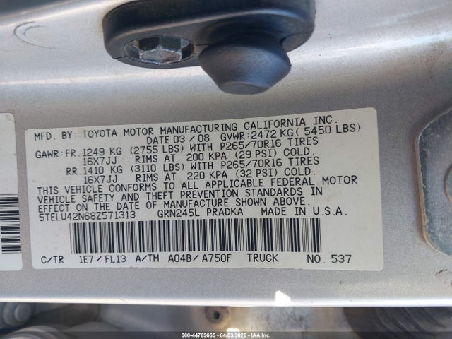 2008 TOYOTA TACOMA 5TELU42N68Z571313 Photo 8