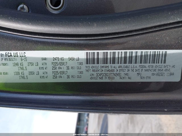 2015 DODGE JOURNEY 3C4PDCBG1FT742451 Photo 8